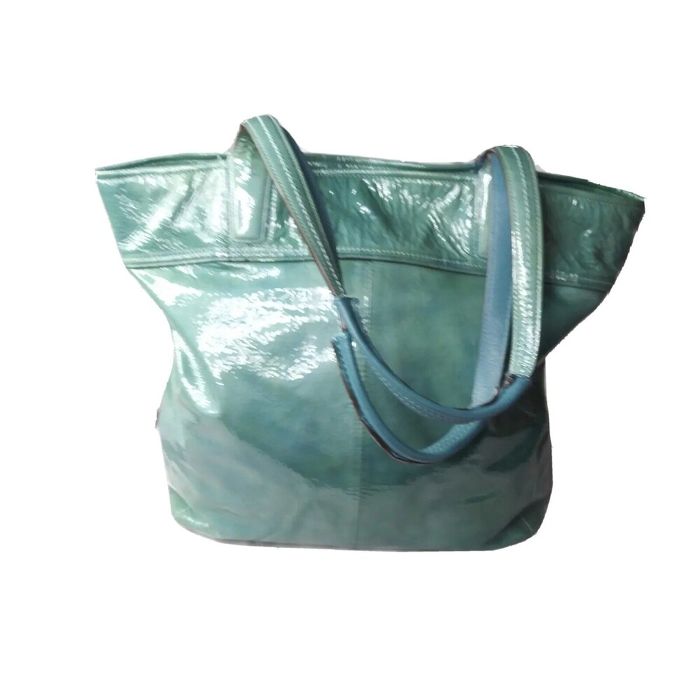Coach Audrey Patent Leather Slim Tote Bag #17029 Green Large Retail $359 - Picture 5 of 11
